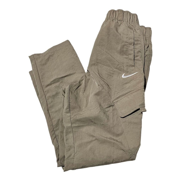 Nike Kids Lightweight Cargo Pants Large Khaki Stretch Waist - Picture 1 of 9